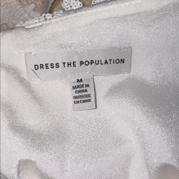 NEW Dress The Population Layla White Sequin fit and flare Dress sz M - Picture 8 of 10
